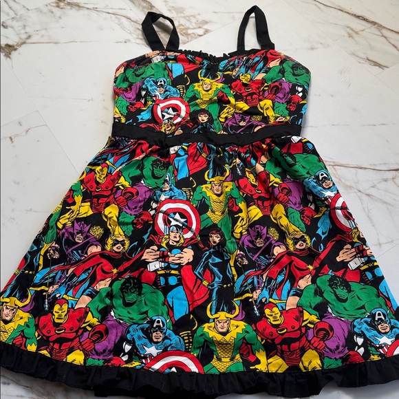 Marvel Dress Black Mighty Fine Presents Vintage Comics Avengers sz L - Picture 2 of 10